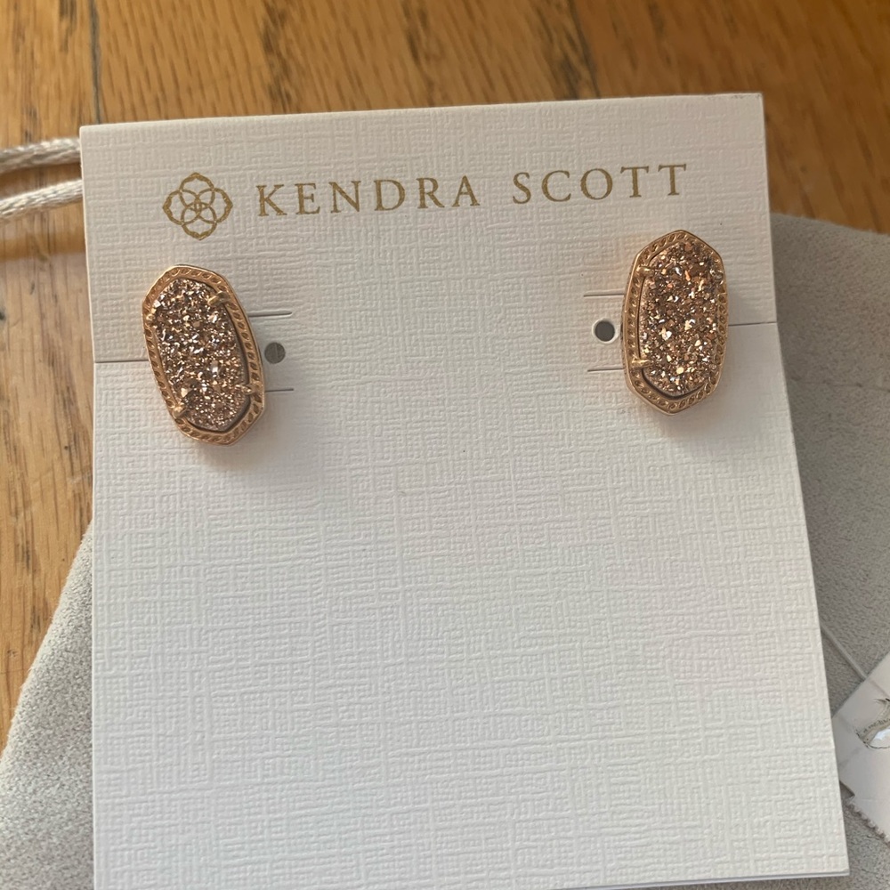 NEW Kendra Scott Ellie earrings Rose Gold Drusy